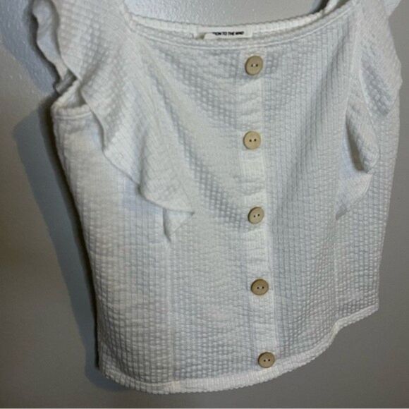 Caution To The Wind White Ruffle Cropped Tank Top Size Medium - Picture 2 of 4